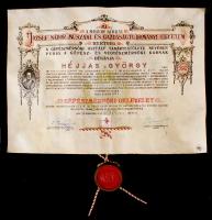 1938 Bp., Magyar Királyi József-Műegyetem által kiadott gépészmérnöki diploma ép függőpecséttel