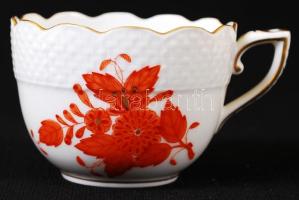 Herendi Apponyi mintás mokkás csésze és alj, kézzel festett, jelzett, hibátlan