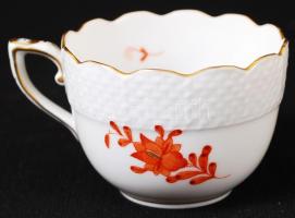 Herendi Apponyi mintás mokkás csésze és alj, kézzel festett, jelzett, hibátlan