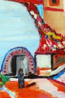 Schéner jelzéssel: Rhodoszi részlet. Olaj, karton, keretben, 54×70 cm