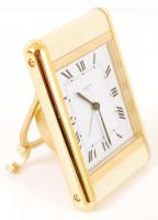 1982 Cartier luxus ébresztőóra. Quartz, elem nélkül, díszdobozban, eredeti papírokkal, tanusítvánnya...