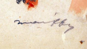 Márffy Ödön (1878-1959): Táncosnő. Akvarellel színezett litográfia, jelzett, üvegezett keretben 43×3...