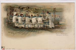 Mitagessen am Bord C Litho s: Willy Stöwer