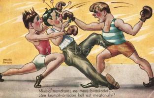 1961 Boxing boys, humour NM 407/12. s: Kaszás Jámbor (EK)