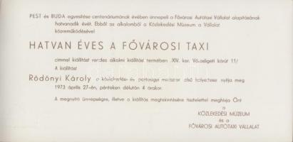 1973 Bp., A Hatvan éves a Fővárosi Autótaxi Vállalat kiállítására szóló meghívó