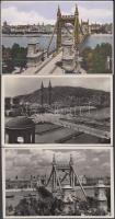 Budapest, Erzsébet híd - 9 db régi képeslap / 9 old postcards