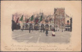 1899 Venice, Venezia; Piazza San Marco; hand-painted
