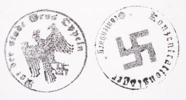 cca 1933-1945 2 db régi, a náci, horogkeresztes Németországból származó bélyegző, h: 11 cm /
cca 193...