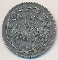 Osztrák Németalföld 1791. "II. Lipót beiktatása" Ag zseton (3,2g/21,5mm) T:2-
Austrian Net...