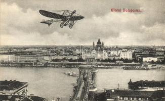 Budapest, Bleriot gépe a Lánchíd felett (EK)