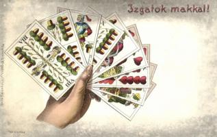 'Izgatok makkal' magyar kártyás képeslap; kiadja Ferenczi B. / Tell playing cards, litho (EM)