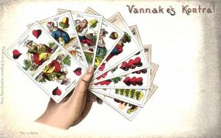 'Vannak és kontra' magyar kártyás képeslap; kiadja Ferenczi B. / Tell playing cards, litho (EK)