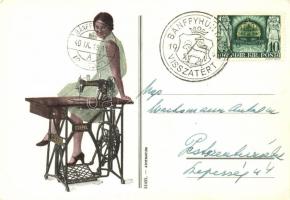 Csepel varrógép reklám / Hungarian sewing machine advertisement 'vissza' So. Stpl (EK)