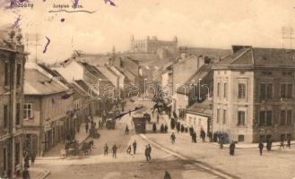 Pozsony, Széplak utca, Rausz tejcsarnok, vár / street, creamery, castle (b)