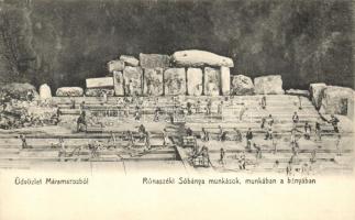 Rónaszék, Sóbánya, munkások, munkában a bányában, / salt mine, iterior, miners