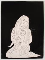 Jelzés nélkül: Anya gyermekével. Tus, papír, hátul dátum (1978) és cím, 31×23,5 cm