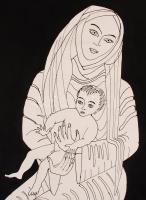 Jelzés nélkül: Anya gyermekével. Tus, papír, hátul dátum (1978) és cím, 31×23,5 cm