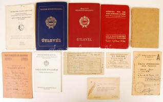 cca 1941-1989 12 darabos vegyes okmány tétel: útlevelek, igazolványok, tagsági könyvek, stb.
