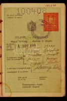 1929 Magyar útlevél, meghosszabbításokkal, külföldi bejegyzésekkel