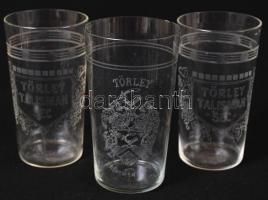 Vegyes bolha tétel, benne: üvegtálkák (3db), pálinkás poharak (9db), boros poharak (3db), kerámia po...