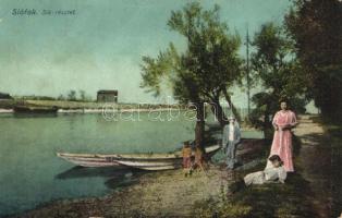 Siófok, Sió részlet, csónak (fa)