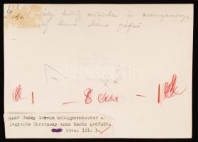1940 gróf Csáky István külügyminiszter és menyasszonya, Chorinsky Anna Mária grófnő, hátulján felira...