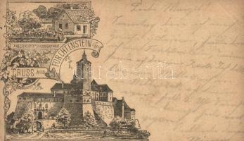 1895 (!) Fraknó, Forchtenstein; A. Wegscheidler kastély vendégháza / guest house, floral Art Nouveau, artist signed (EB)