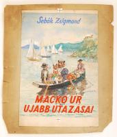 Mühlbeck Károly (1869-1943): Mackó úr újabb utazásai (borítóterv). Akvarell, papír, jelzett, 25×19 c...