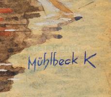 Mühlbeck Károly (1869-1943): Mackó úr újabb utazásai (borítóterv). Akvarell, papír, jelzett, 25×19 c...