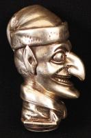 Ördögfejes  ezüst (Ag.) gyufatartó, jelzett, jó állapotban, mesterjeggyel: David Bowles (DAB), m:7 cm, nettó:137 g/ Devil head match holder, contemporary English silversmith David Bowles