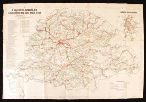 cca 1910 Magyar Királyi Államvasutak és a kezelésükben lévő helyi érdekű vasutak térképe / Map of the Hungarian railways 64x94 cm