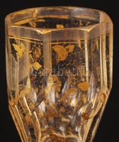 Antik talpas emlékpohár "Johannesbad" felirattal, kézzel festett aranyozás, gravírozott, h...