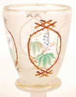 XIX. század: Antik talpas emlékpohár, kézzel festet, homok fújt, hibátlan / Vintage conmemorative gl...