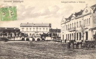 Ipolyság, Lengyel szálloda, főtér, Polgár J. kiadása / hotel, square