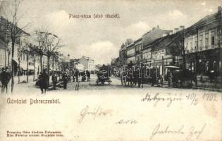 Debrecen, Piac utca, alsó részlet, Pongrácz Géza kiadása, Kiss Ferenc eredeti fényképe után