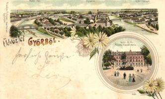 1898 Győr, Zsinagóga, állami főreáliskola, litho; kiadja Polgár Bertalan (fl)