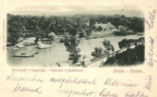 1899 Pöstyén, Parkrészlet a Vág partján / Vág riverside, park