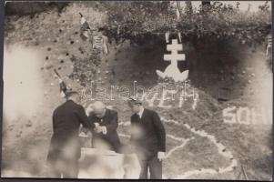 1937 Tatabánya - Alsógalla, Frey Vilmos alispán, irredenta, ferdén vágott fotópapír, Szlávik Rózsi photo