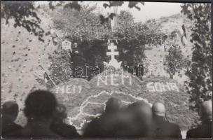 1937 Tatabánya - Alsógalla, ünnepség, irredenta,  ferdén vágott fotópapír, Szlávik Rózsi photo