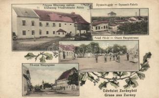 Zurány, Zurndorf; Frigyes főherceg malom, dinamitgyár, Fő út, Felső Fő út / mill, dynamite factory, main street; floral