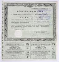 Budapest 1946. "Salgó-Tarjáni Kőszénbánya Részvény-Társulat" részvényutalványa 25db 30P értékű részvényről bélyegzéssel, szelvényekkel T:II