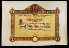 1948 Bp., Magyar dolgozók Országos Sakkszövetsége Országos Népi Sakkbajnokság által kiadott oklevél