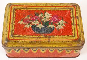 Cikória kávé virámintás fémdoboza, 14x20x8 cm