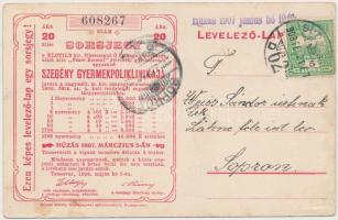 Temesvár 1907. "Sorsjegy a Szegény Gyermekpoliklinikája javára" 20f értékben, képes levele...