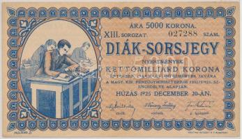 Budapest 1925. "Diák-sorsjegy XIII. sorozat" 5000K T:III