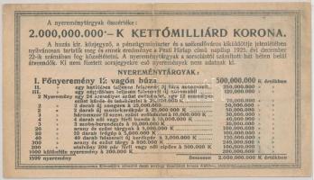 Budapest 1925. "Diák-sorsjegy IX. sorozat" 5000K T:III