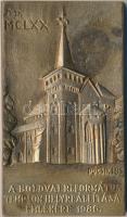 Pócsik István (1933-) 1986. "A.D. MCLXX A boldvai református templom helyreállítása emlékére" Br plakett (117x67mm) T:2