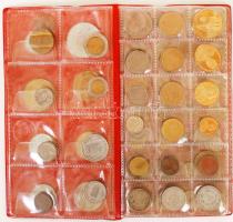 100db-os vegyes, magyar és külföldi fémpénz gyűjtemény műbőr éremtartó albumban T:vegyes 100pcs of mixed worldwide coins in collectors album T:mixed