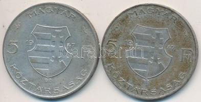 1947. 5Ft Ag "Kossuth" (2x) T:2- Adamo F8.1