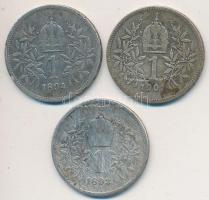 Ausztria 1893-1901. 1K Ag (3x) T:3 Austria 1893-1901. 1 Corona Ag (3x) C:F